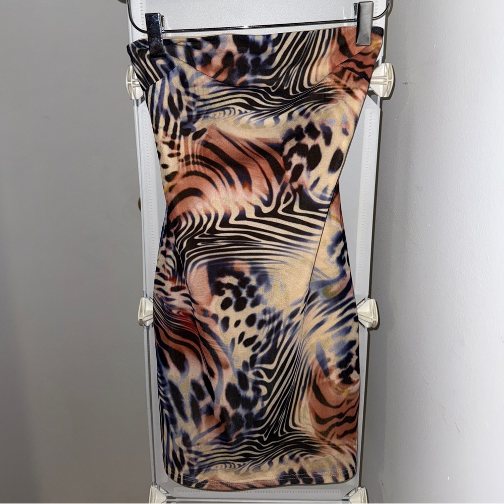 Strapless Animal Print Mini Dress